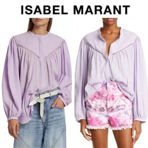 ETOILE ISABEL MARANT Leonard Pleated Long Sleeve Blouse in Lilac sz FR 40 635$